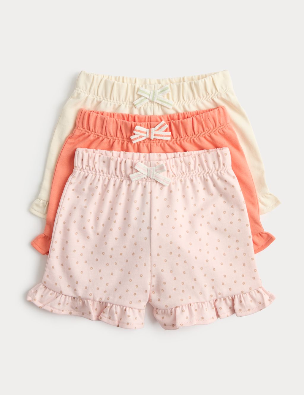 M&S 3 Pack Pure Cotton Patterned Shorts (0-5 Yrs) - 0-3 Months - Multi, Multi