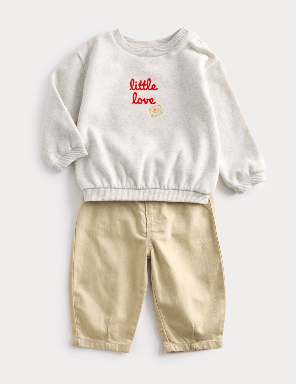 M&S 2 Piece Cotton Rich Outfit (0-3 Yrs) - 12-18 Months - Cream, Cream
