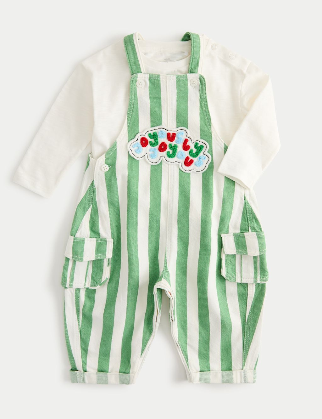 M&S 2 Piece Top & Bottom Outfit (0-3 Yrs) - 9-12 Months - Green, Green