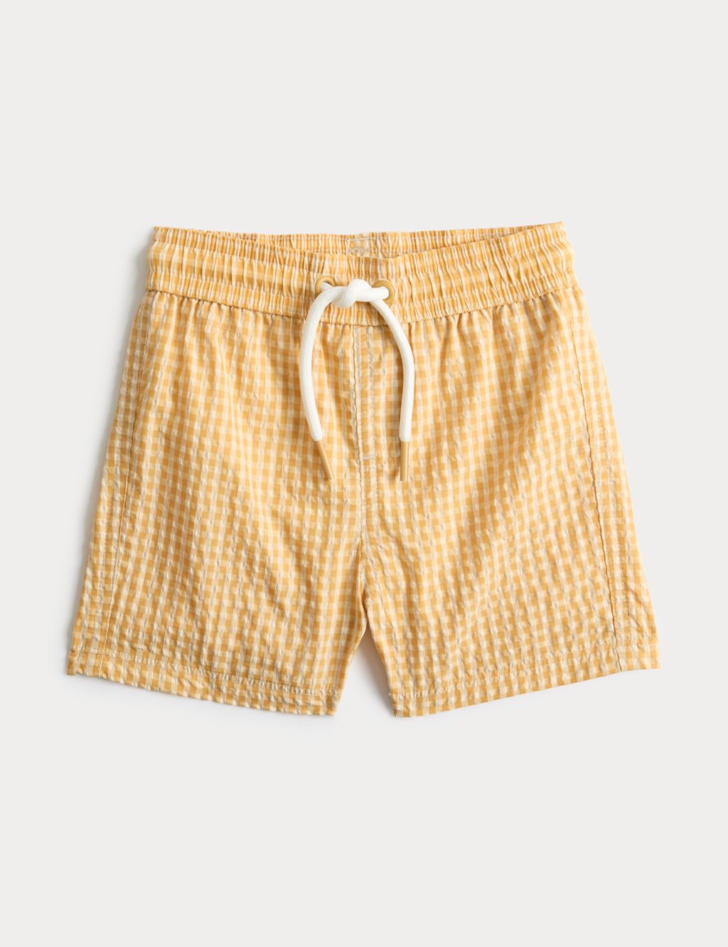 M&S Gingham Seersucker Swim Shorts (0-3 Yrs) - 0-3 Months - Yellow, Yellow