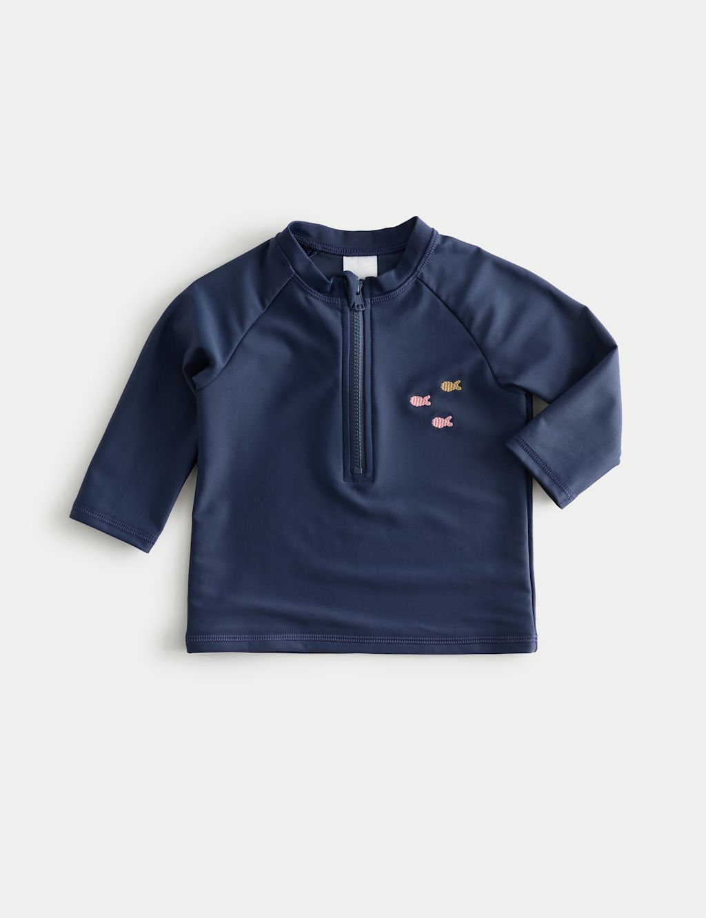 M&S Fish Embroidery Rash Vest (0 Mths - 5 Yrs) - 0-3 Months - Navy Mix, Navy Mix
