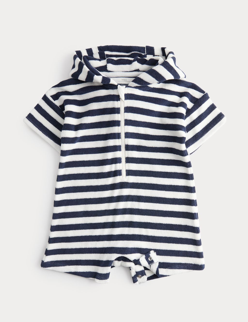 M&S Pure Cotton Striped Towelling All in One (0-3 Yrs) - 18-36 Months - Navy, Navy
