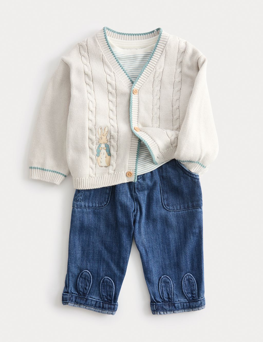 M&S 3pc Peter Rabbit™ Outfit (0 Mths-3 Yrs) - 0-3 M - Oatmeal Mix, Oatmeal Mix