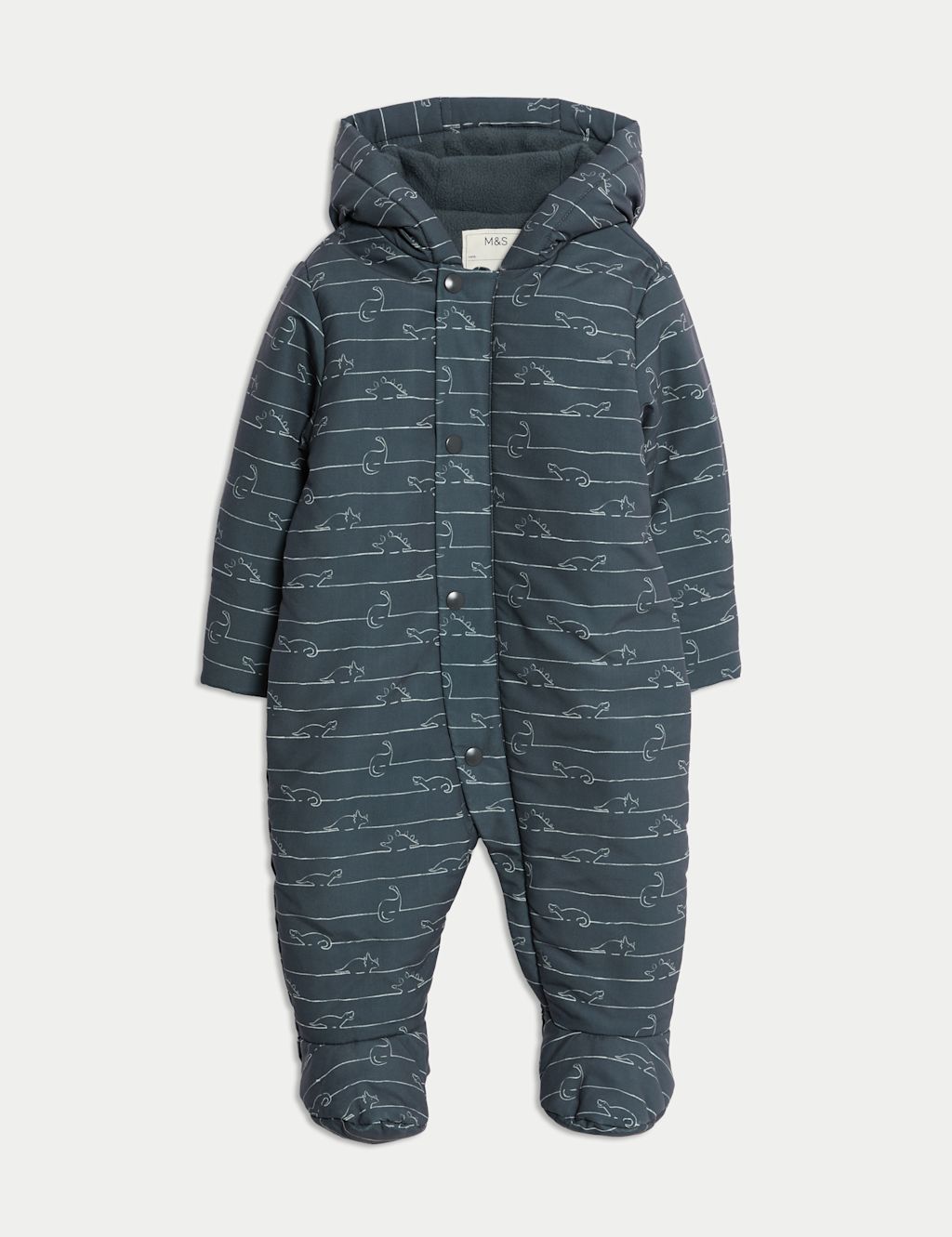 M&S Printed Padded Hooded Snowsuit (0-3 Yrs) - 0-3 M - Navy, Navy