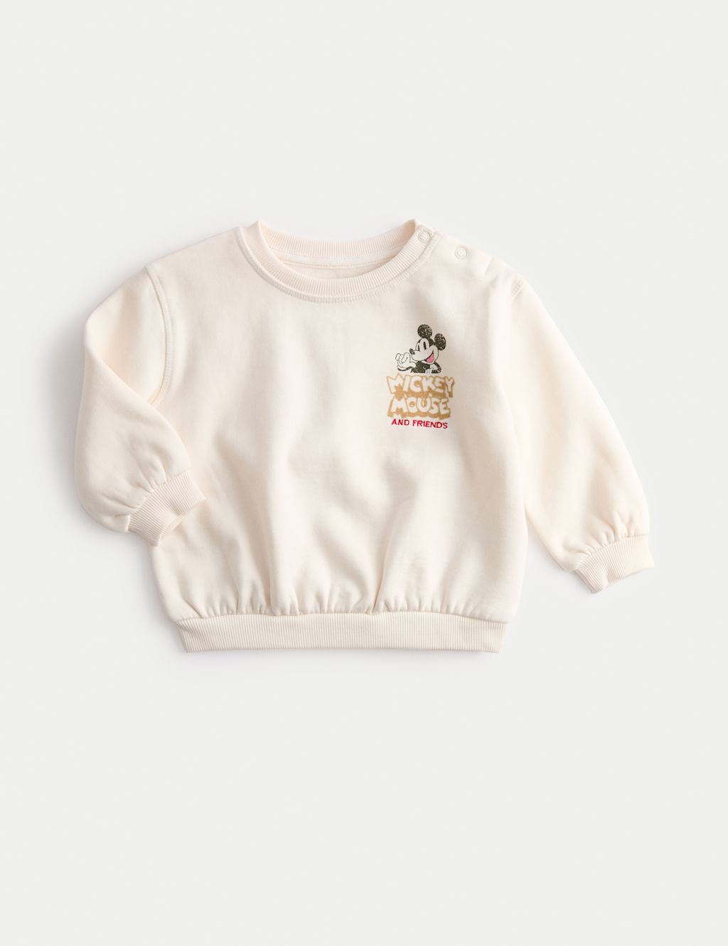 M&S Cotton Rich Mickey Mouse™ Sweatshirt (0-3 Yrs) - 0-3 M - Ecru, Ecru