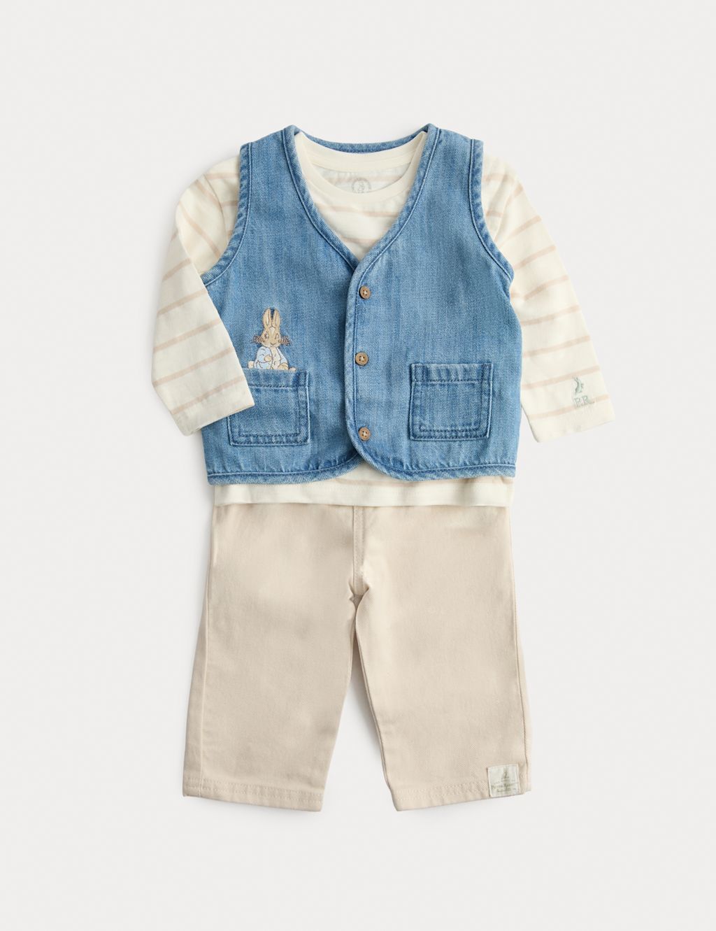 M&S 3 Piece Peter Rabbit&trade; Outfit with Waistcoat (0-3 Yrs) - 0-3 Months - Multi, Multi