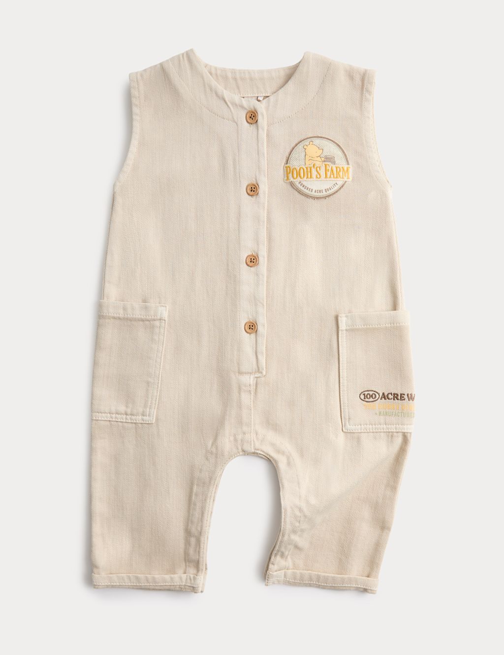 M&S Cotton Rich Winnie the Pooh&trade; Romper (0-3 Yrs) - 0-3 Months - Grey, Grey
