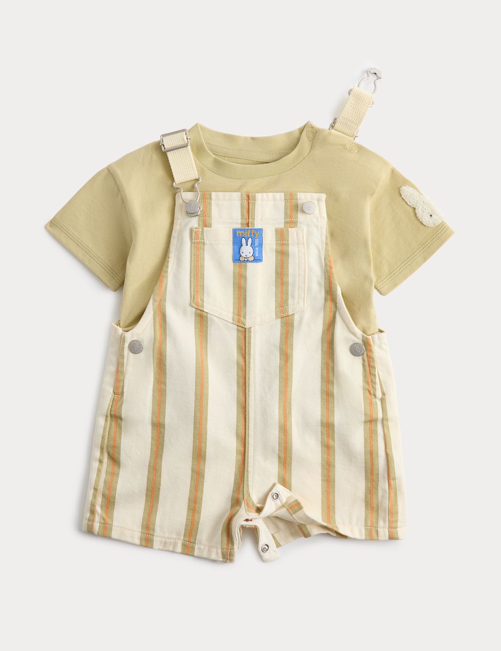 M&S 2 Piece Miffy&trade; Bib Short and Top Outfit (0-3 Yrs) - 0-3 Months - Cream Mix, Cream Mix