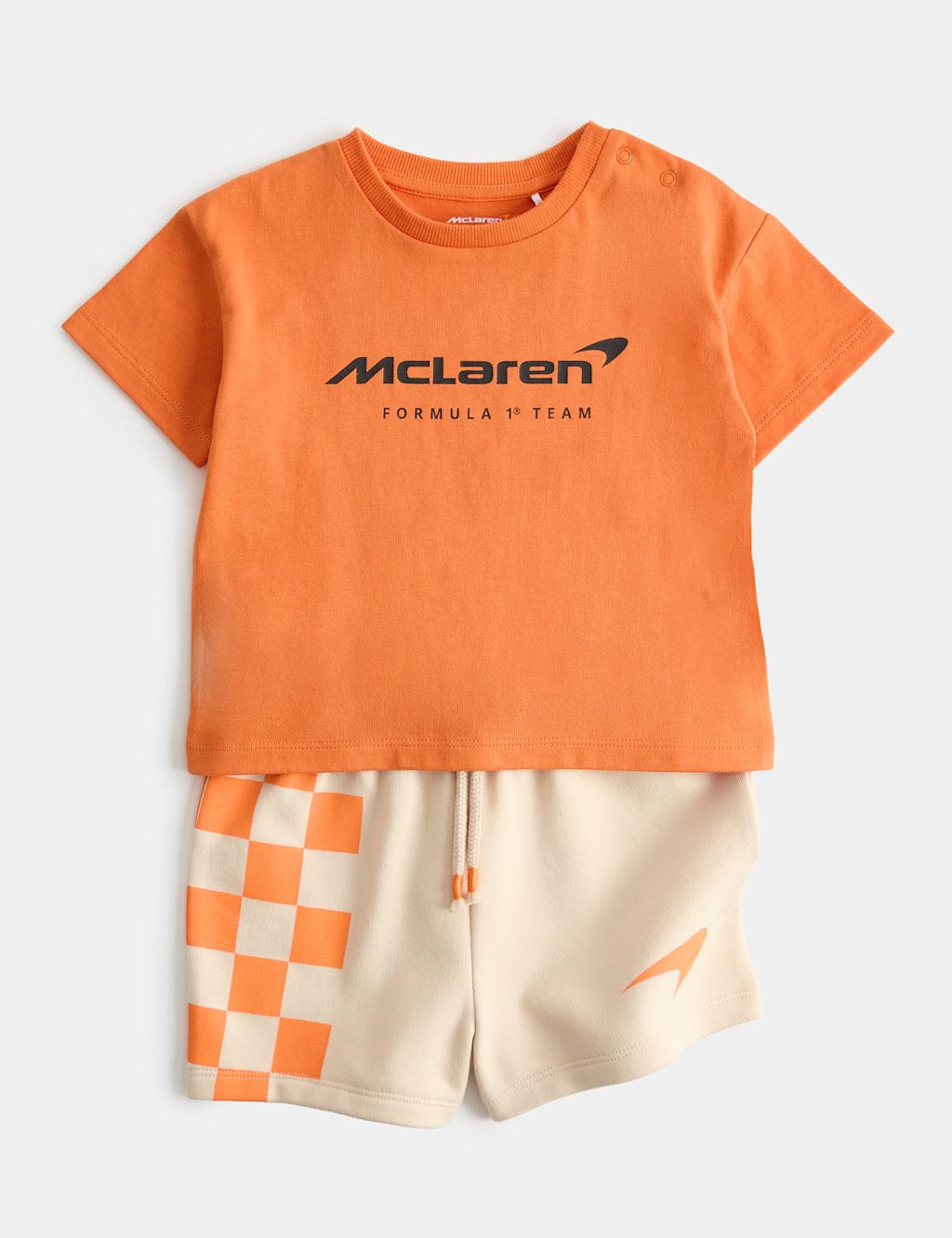 M&S 2 Piece McLaren Shorts & T-Shirt Outfit (0-3 Yrs) - 18-24 Months - Orange Mix, Orange Mix