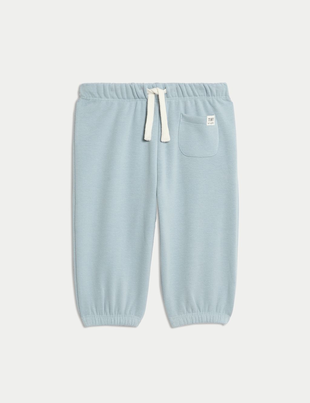 M&S Cotton Blend Fleece Lined Joggers (0-3 Yrs) - 0-3 M - Blue, Blue