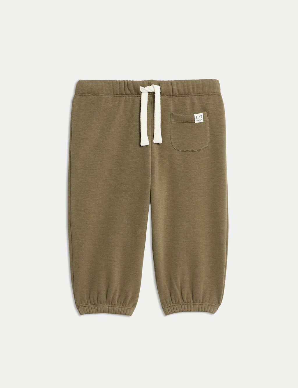 M&S Cotton Blend Fleece Lined Joggers (0-3 Yrs) - 0-3 M - Khaki, Khaki