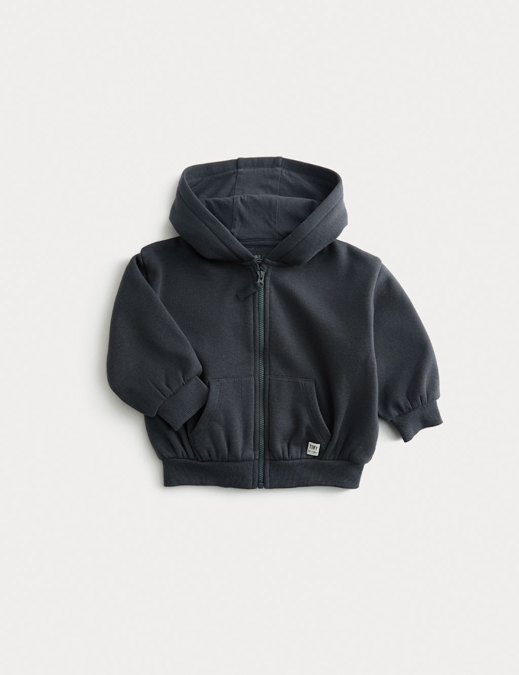 M&S Fleece Lined Zip Up Hoodie (0-3 Yrs) - 12-18 - Charcoal, Charcoal