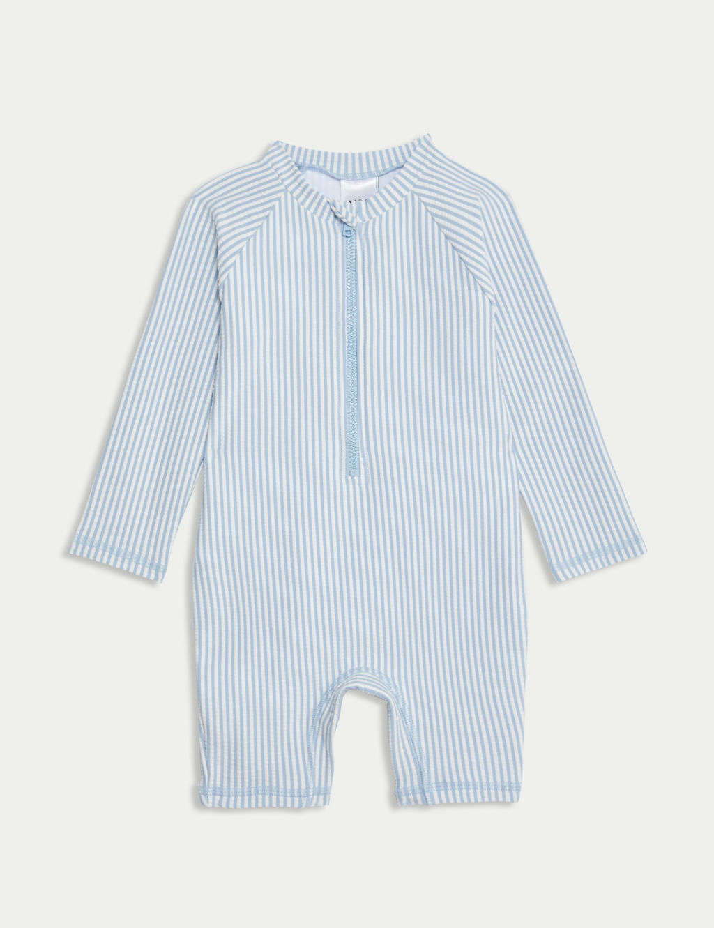 M&S Striped Long Sleeve Swim All In One (0-3 Yrs) - 18-24 - Blue Mix, Blue Mix