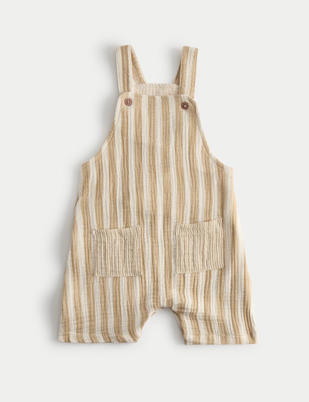 M&S Pure Cotton Striped Dungarees (0-3 Yrs) - 18-24 Months - Green Mix, Green Mix