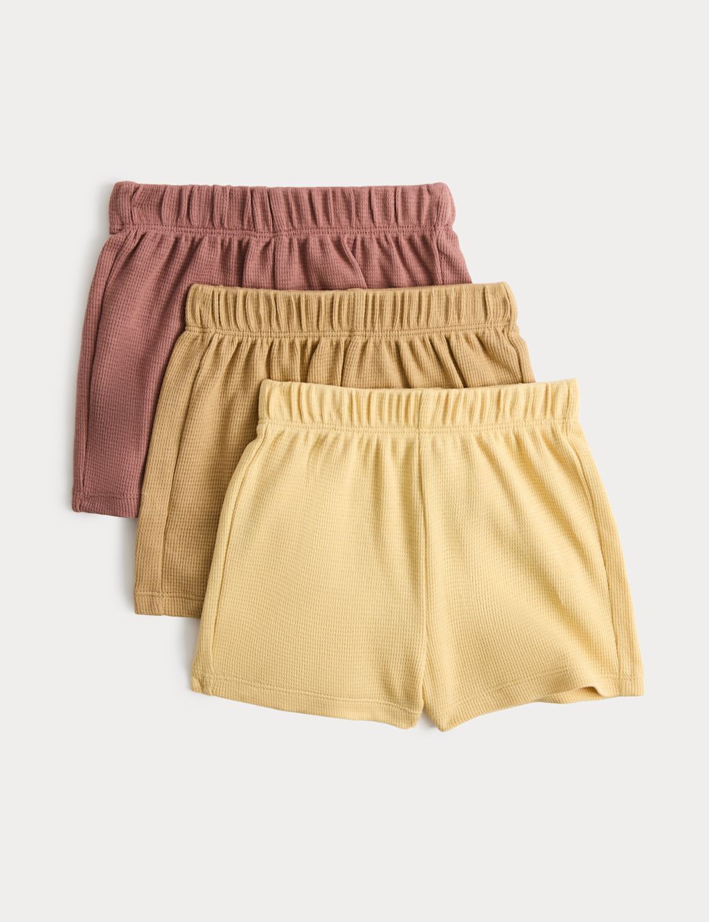 M&S 3 Pack Pure Cotton Shorts (0-5 Yrs) - 0-3 Months - Brown Mix, Brown Mix