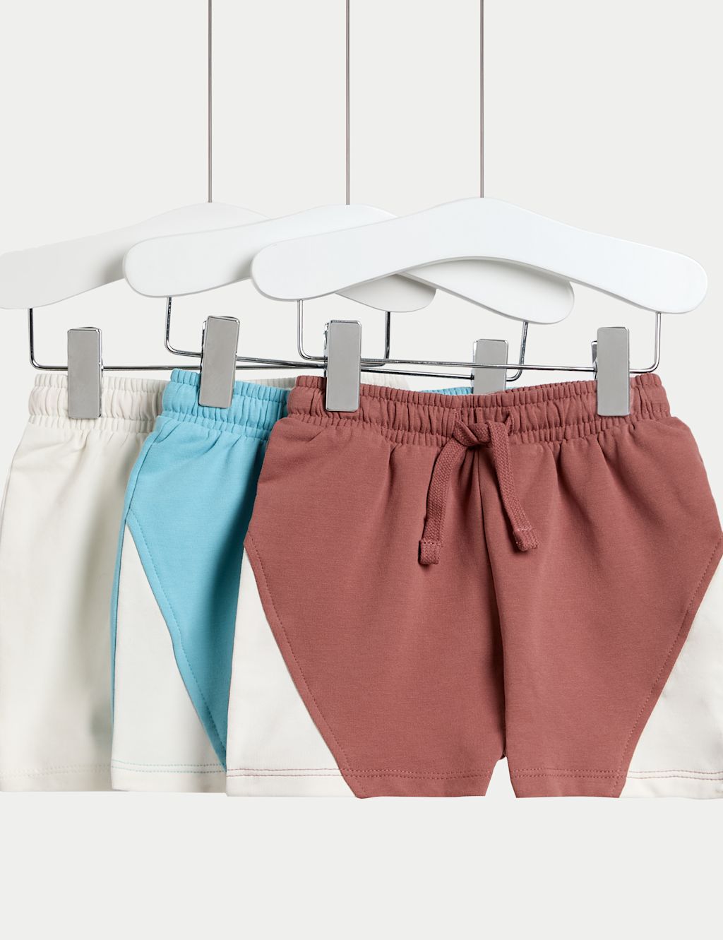 M&S 3pk Cotton Rich Shorts (0-3 Yrs) - 0-3 M - Multi, Multi