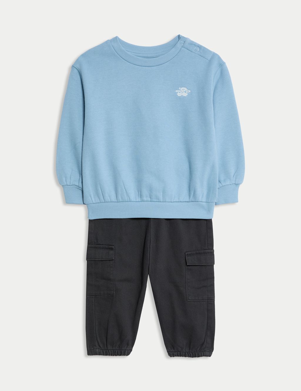 M&S 2pc Sweatshirt and Trousers Outfit (0 Mths-6 Yrs) - 6-9 M - Neutral, Neutral
