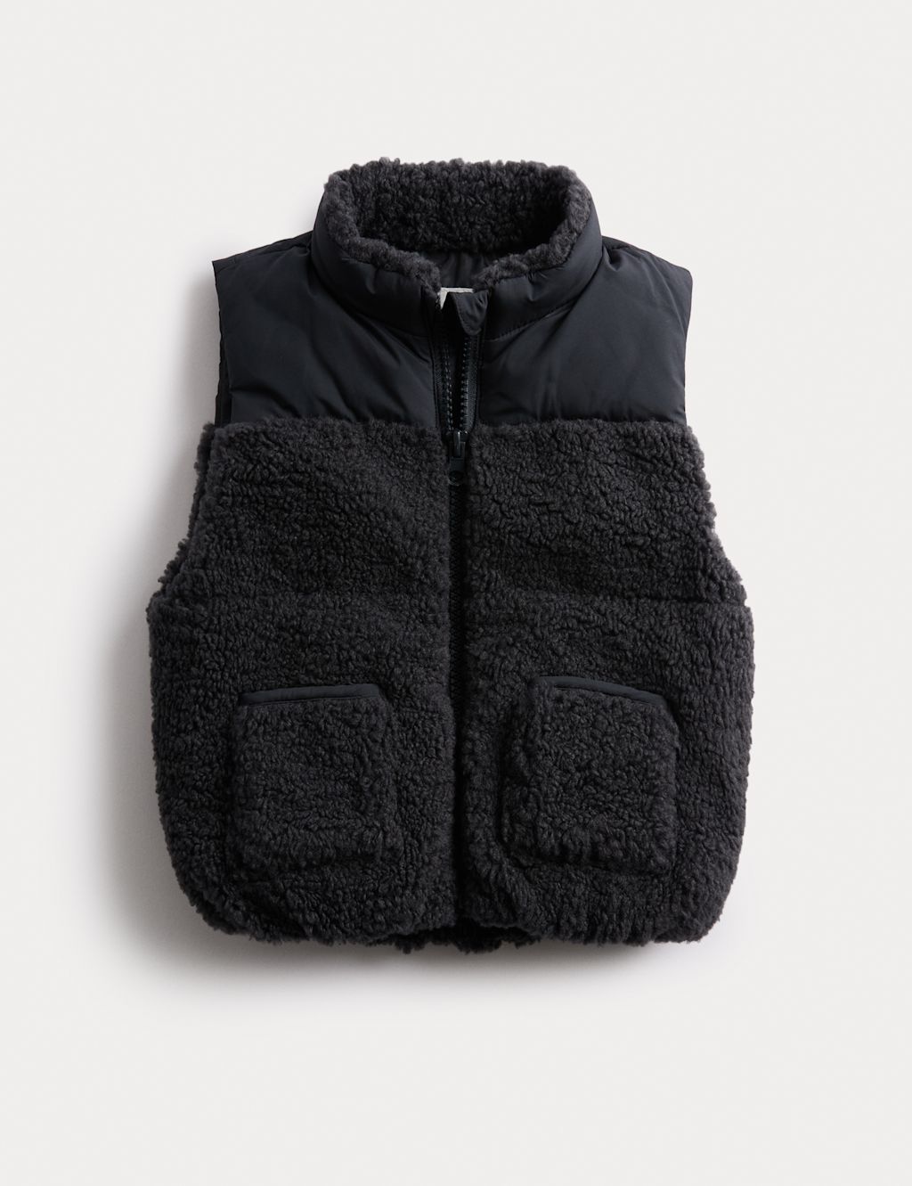 M&S Borg Padded Gilet (0-6 Yrs) - 0-3 M - Carbon, Carbon