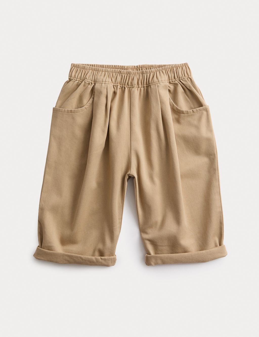 M&S Pure Cotton Pleated Oversized Chinos (0-6 Yrs) - 12-18 Months - Stone, Stone