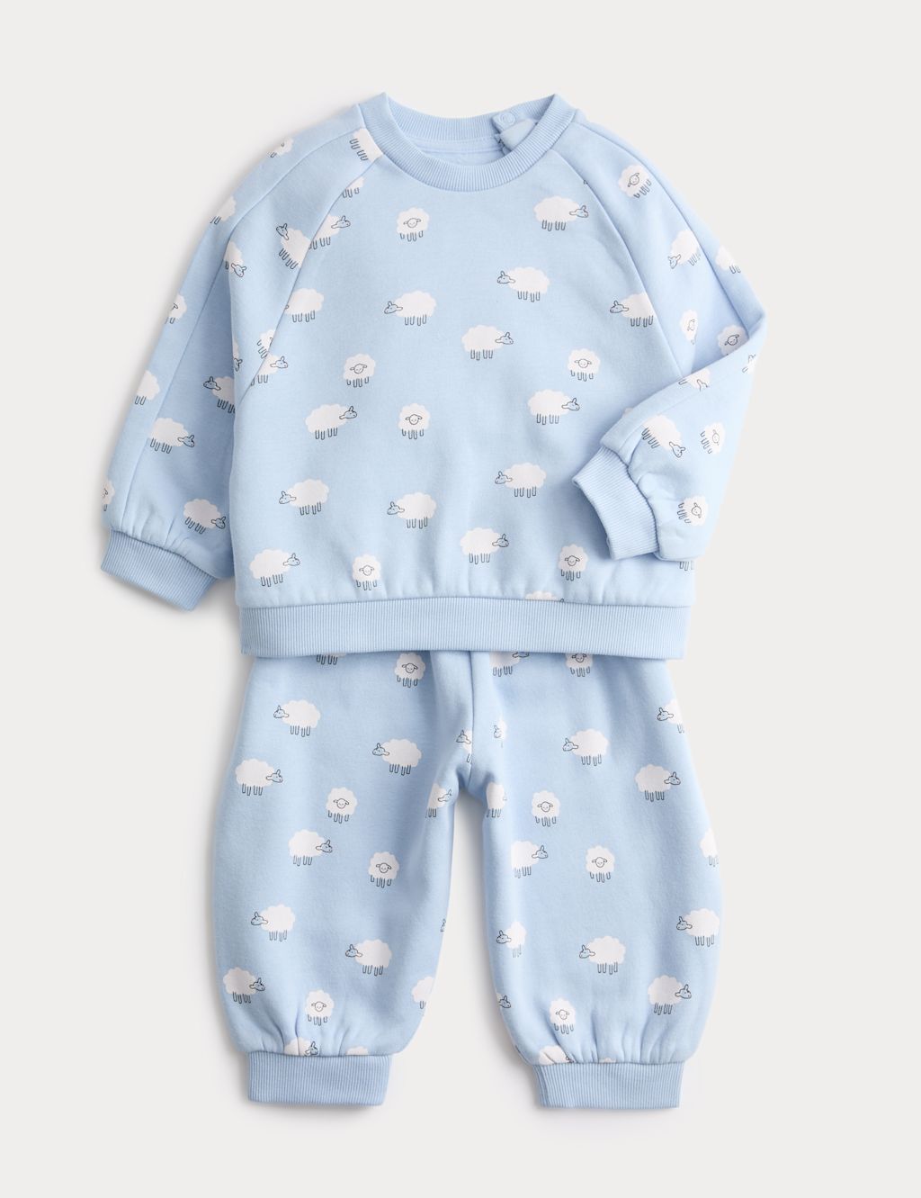 M&S 2 Piece Cotton Rich Sheep Outfit (0-3 Yrs) - 12-18 Months - Blue Mix, Blue Mix