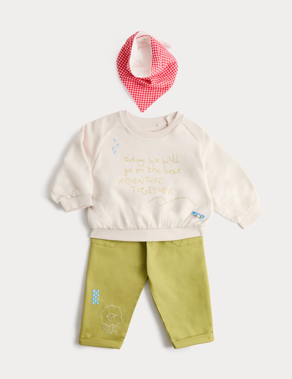 M&S 3 Piece Cotton Rich Adventure Outfit (0-3 Yrs) - 0-3 Months - Green Mix, Green Mix