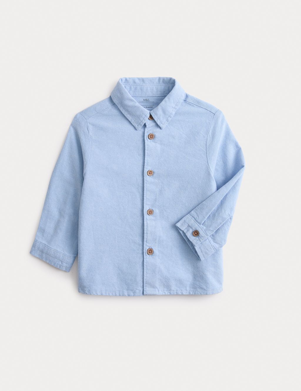 M&S Pure Cotton Shirt (0-3 Yrs) - 0-3 Months - Blue, Blue