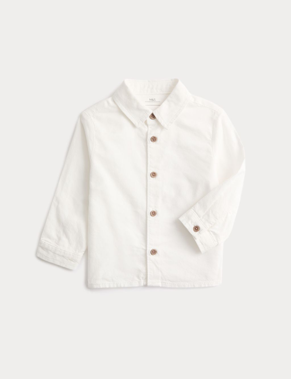 M&S Pure Cotton Shirt (0-3 Yrs) - 0-3 Months - White, White