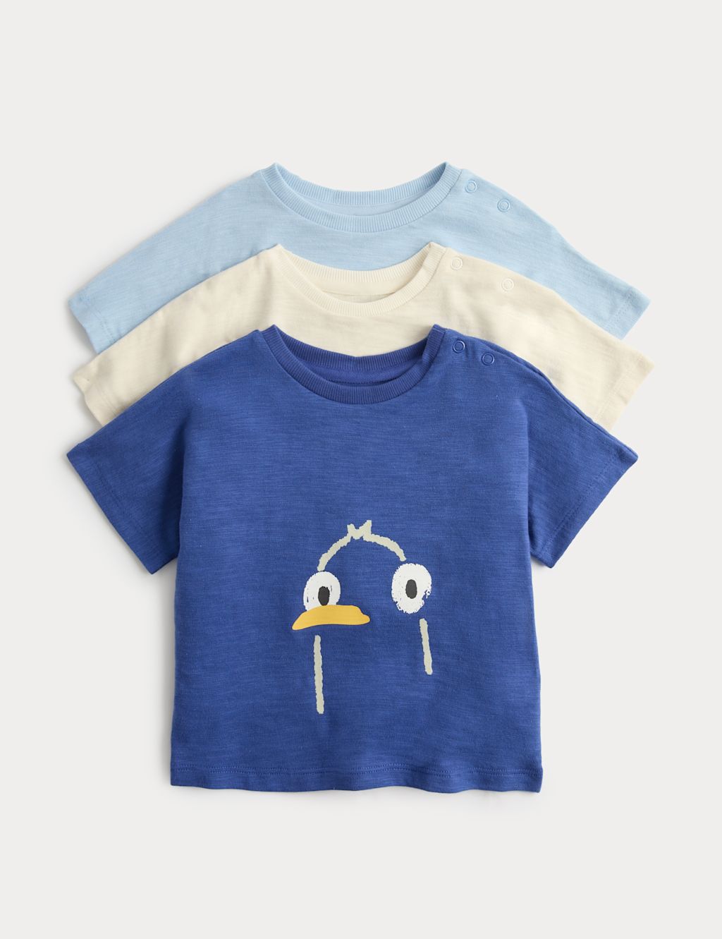 M&S 3 Pack Pure Cotton Seaside Animal Tops (0-5 Yrs) - 0-3 Months - Blue Mix, Blue Mix