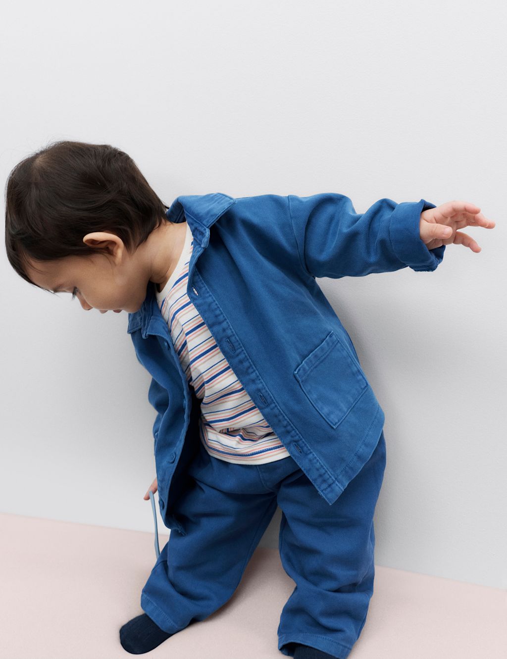 M&S 3 Piece Top & Bottom Outfit (0-5 Yrs) - 0-3 Months - Blue Mix, Blue Mix