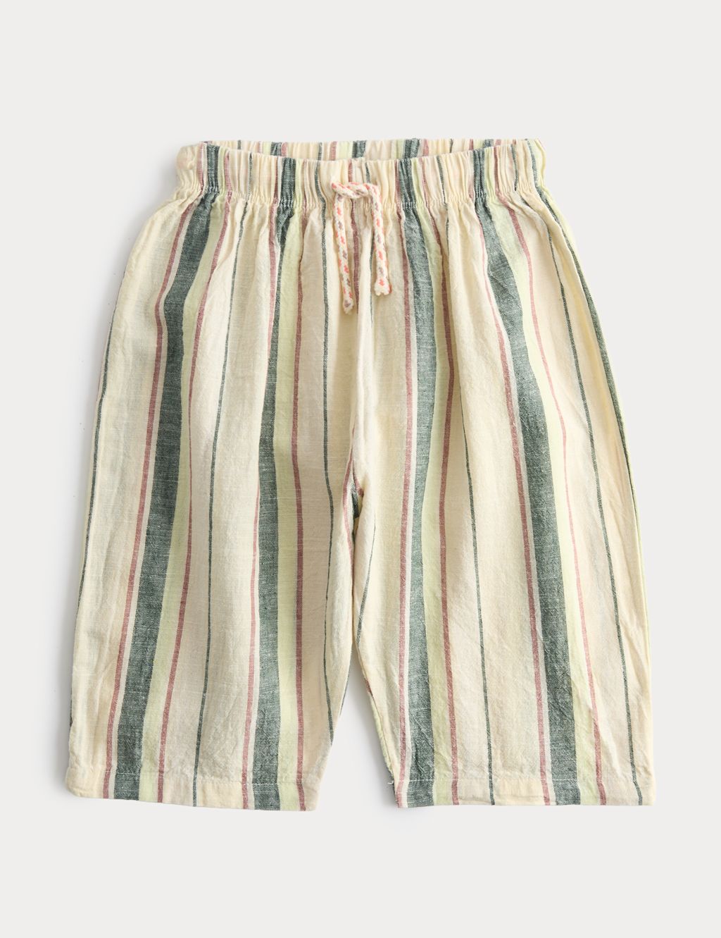 M&S Cotton Rich Striped Trousers (0-5 Yrs) - 12-18 Months - Green Mix, Green Mix