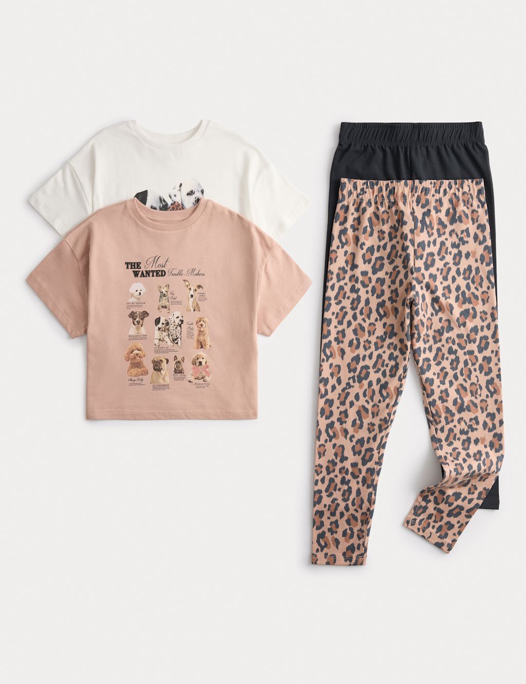 M&S 2 Pack Pure Cotton Dog Pyjama Sets - 11-12 - Brown Mix, Brown Mix