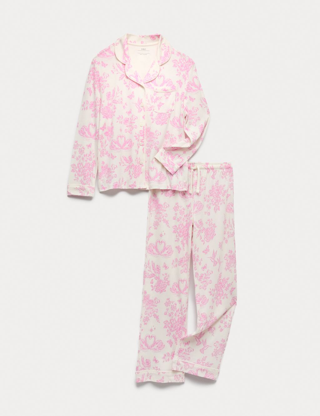M&S Cotton Modal Floral Pyjamas (3-16 Yrs) - 10-11 - Pink Mix, Pink Mix