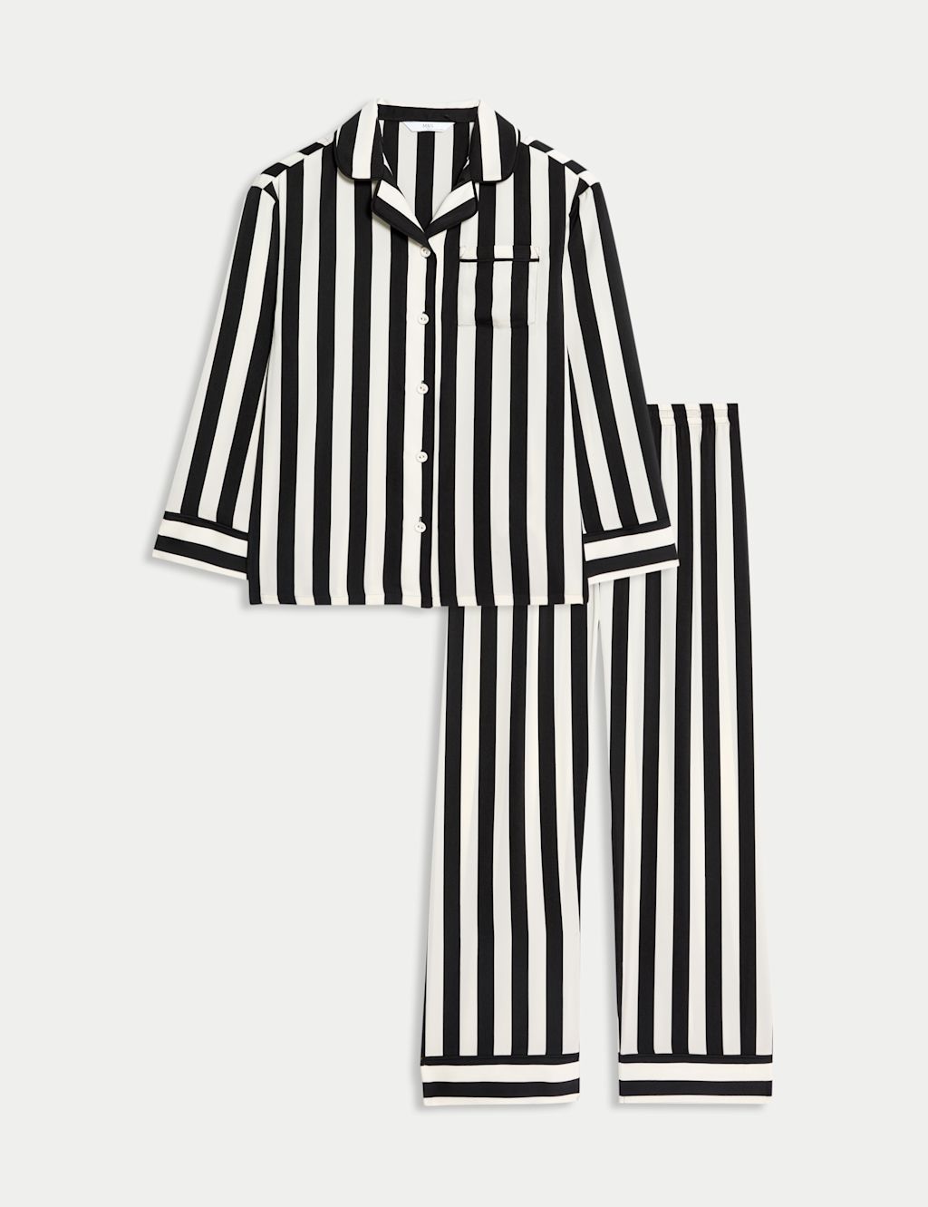 M&S Satin Striped Pyjamas (6-16 Yrs) - 10-11 - Black Mix, Black Mix