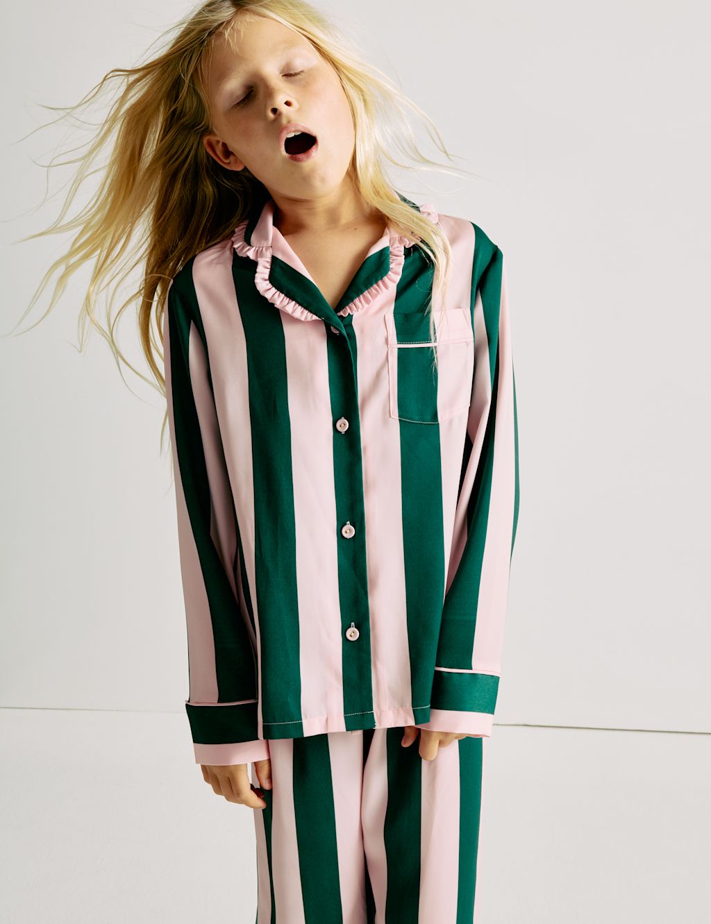 M&S Satin Striped Pyjamas (3-16 Yrs) - 13-14 - Rose Mix, Rose Mix