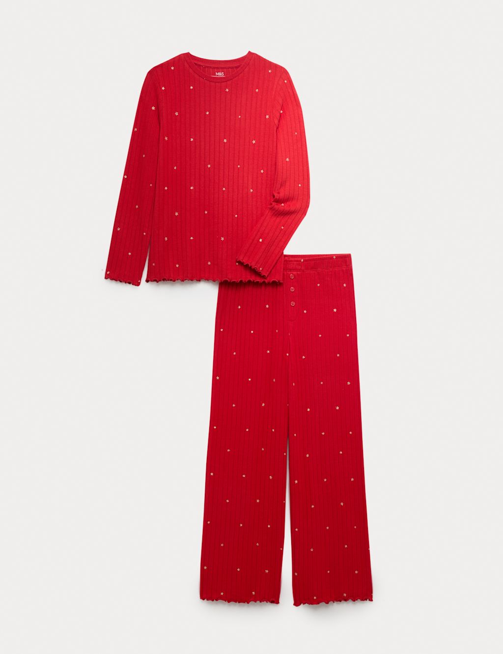 M&S Cosy Star Pyjamas (1-16 Yrs) - 10-11 - Rouge, Rouge
