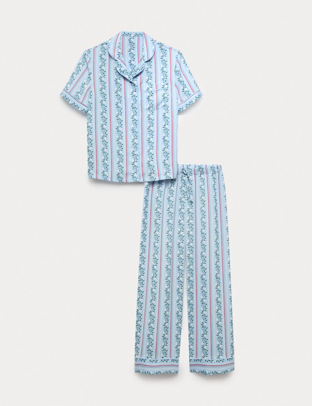 M&S Floral Satin Pyjamas (6-16 Yrs) - 10-11 Years - Blue Mix, Blue Mix