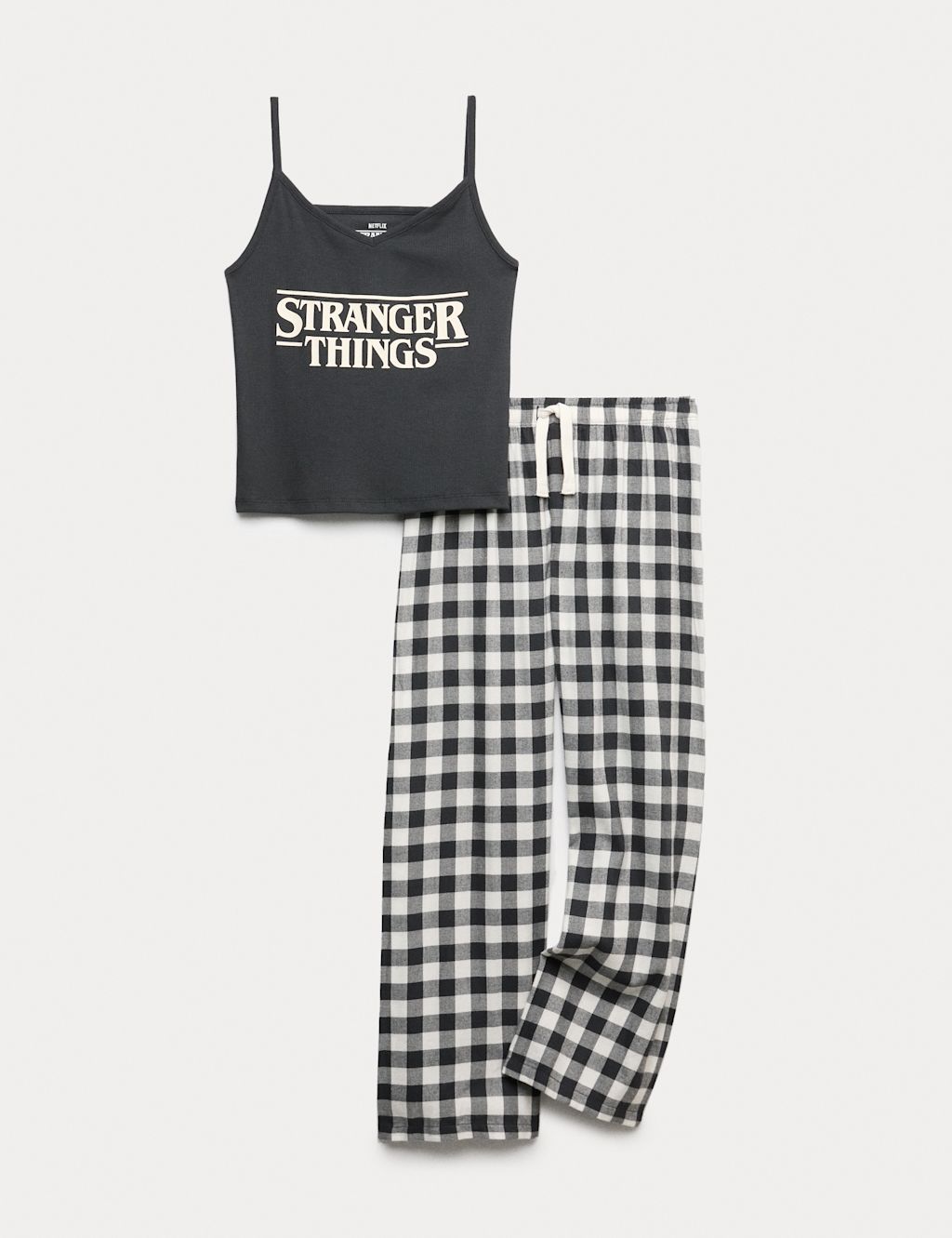 M&S Cotton Rich Stranger Things™ Cami Pyjamas (6-16 Yrs) - 10-11 - Black, Black