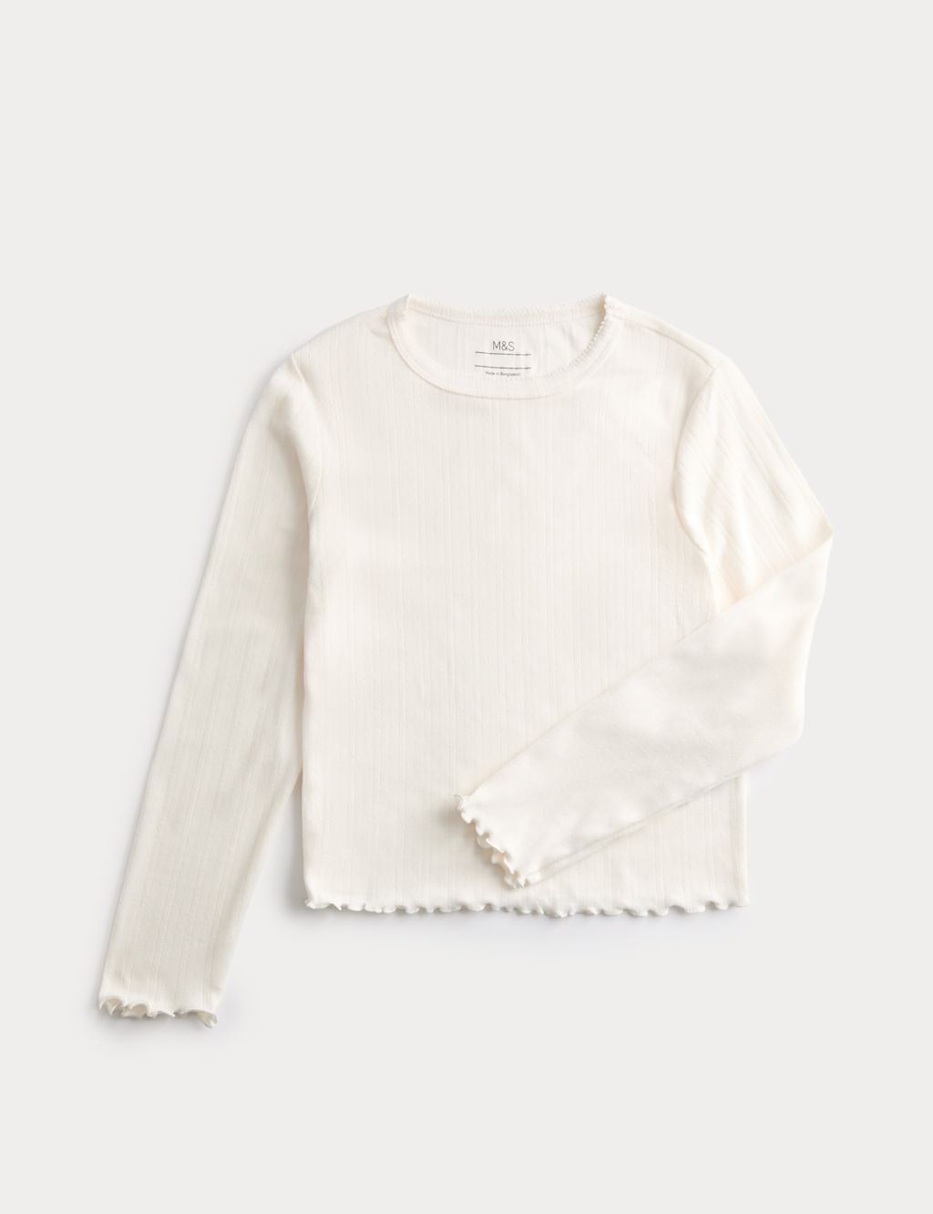 M&S Pointelle Pyjama Top (6-16 Yrs) - 10-11 Years - Ivory, Ivory