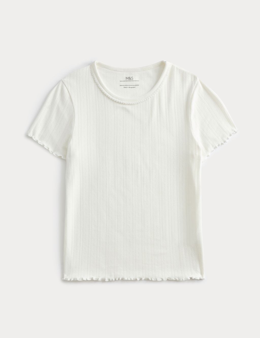M&S Pointelle Brushed Pyjama Top (6-16 Yrs) - 10-11 Years - Ecru, Ecru