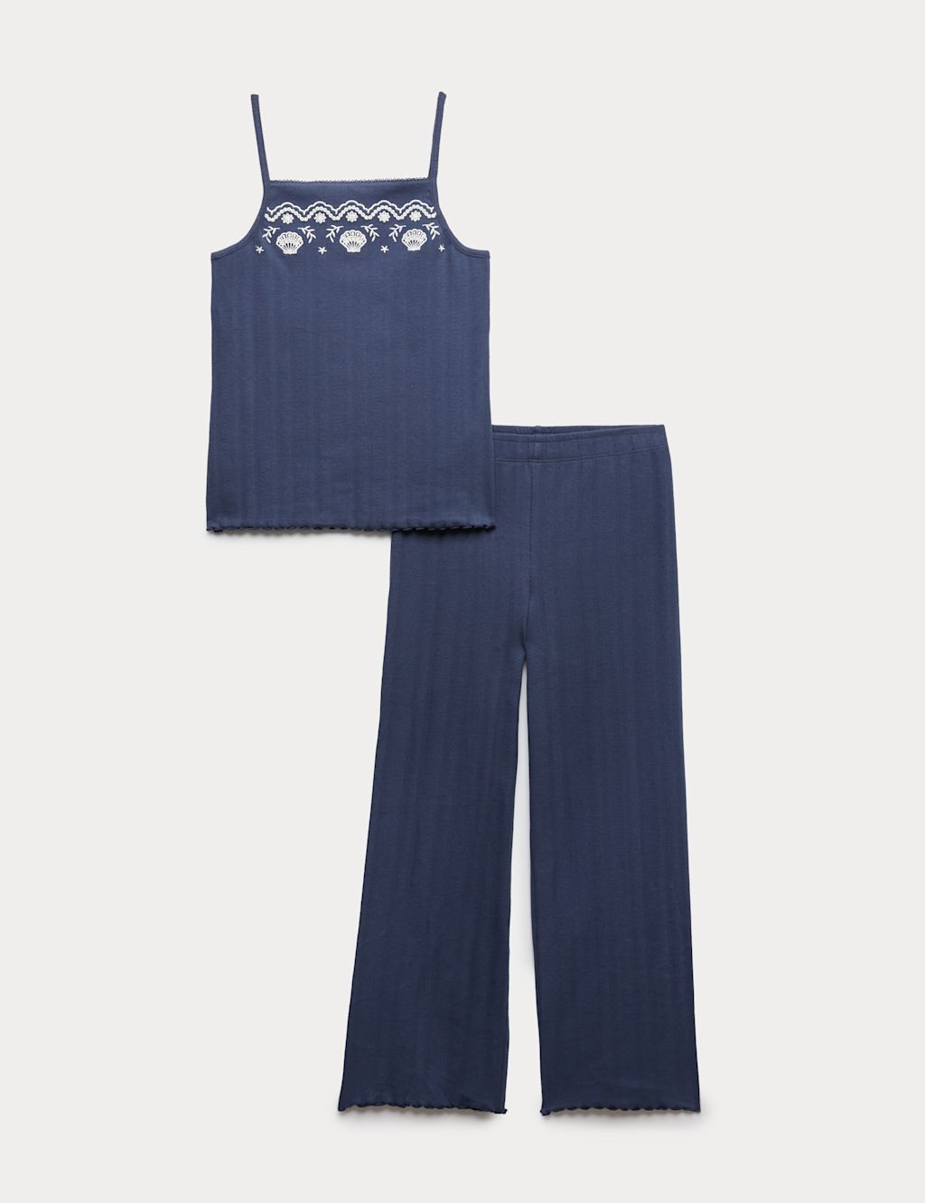 M&S Cotton Rich Shell Pyjamas (6-16 Yrs) - 10-11 Years - Blue, Blue