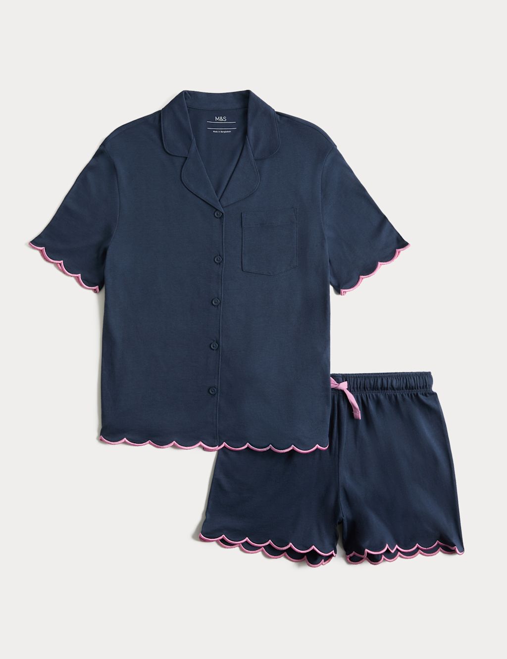 M&S Cotton Modal Short Pyjamas (6-16 Yrs) - 10-11 Years - Navy, Navy