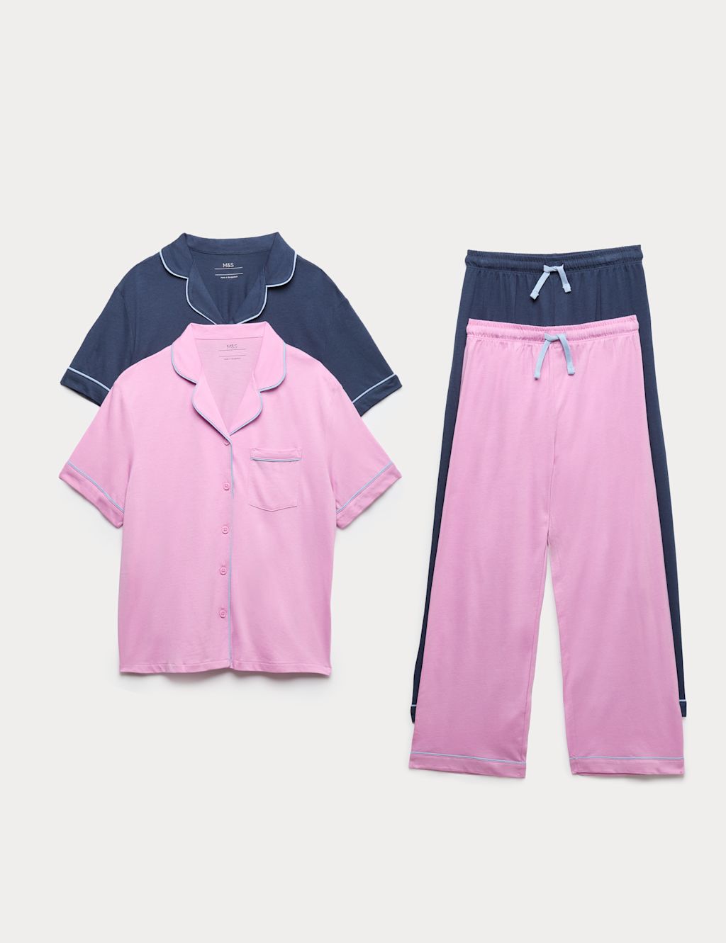 M&S 2 Pack Cotton Modal Pyjama Sets (6-16 Yrs) - 10-11 Years - Multi, Multi
