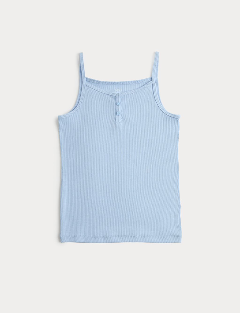 M&S Cotton Rich Pyjama Top (6-16 Yrs) - 14-15 Years - Blue, Blue