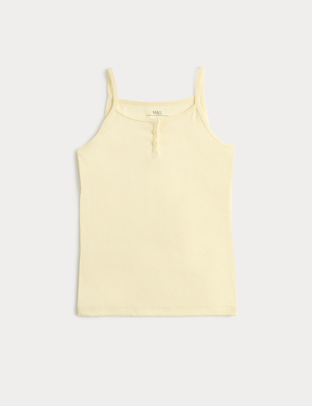 M&S Cotton Rich Pyjama Top (6-16 Yrs) - 11-12 Years - Pale Yellow, Pale Yellow