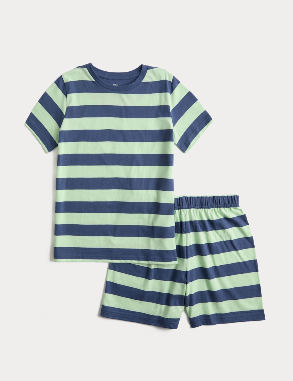 M&S Pure Cotton Striped Short Pyjamas (1-16 Yrs) - 10-11 Years - Blue, Blue