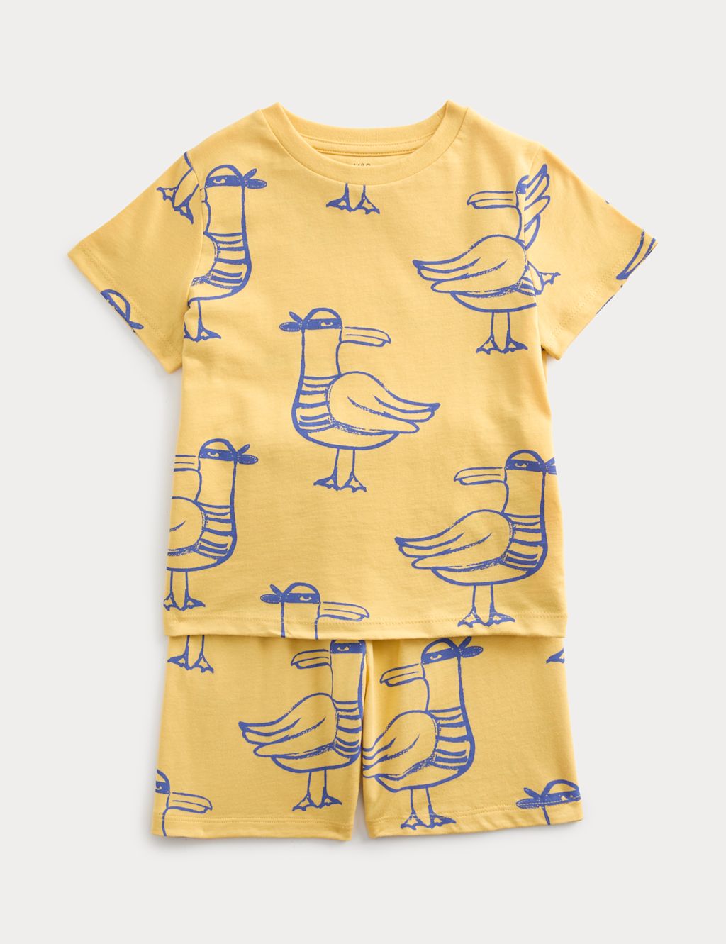 M&S Pure Cotton Seagull Short Pyjamas (1-8 Yrs) - 4-5 Years - Yellow, Yellow