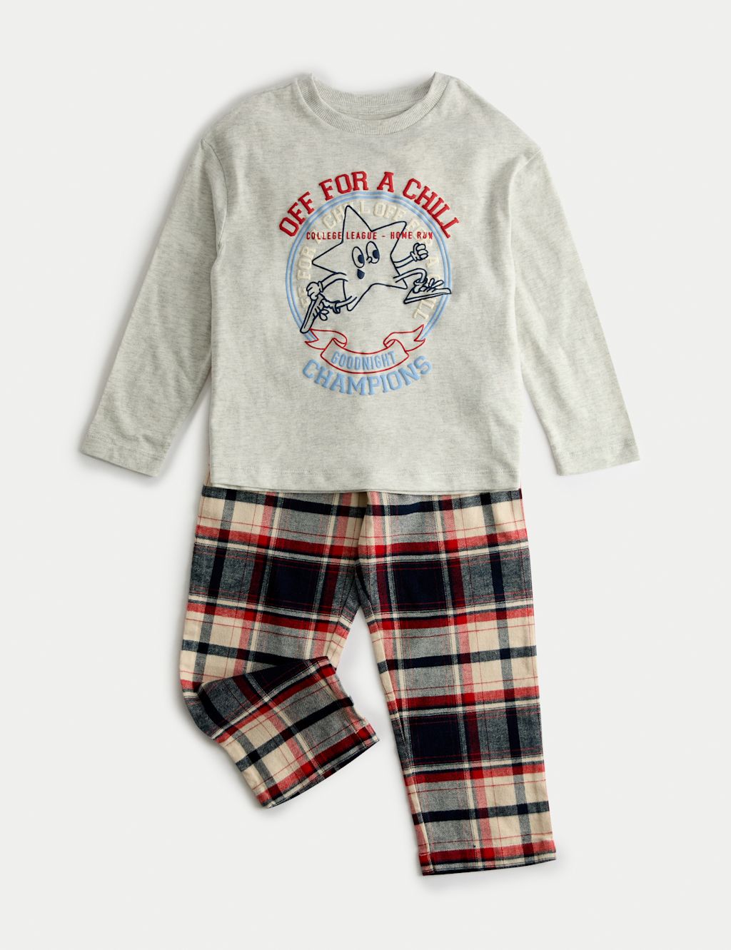 M&S Pure Cotton Star Graphic Pyjamas (1-8 Yrs) - 1-1+Y - Grey Mix, Grey Mix