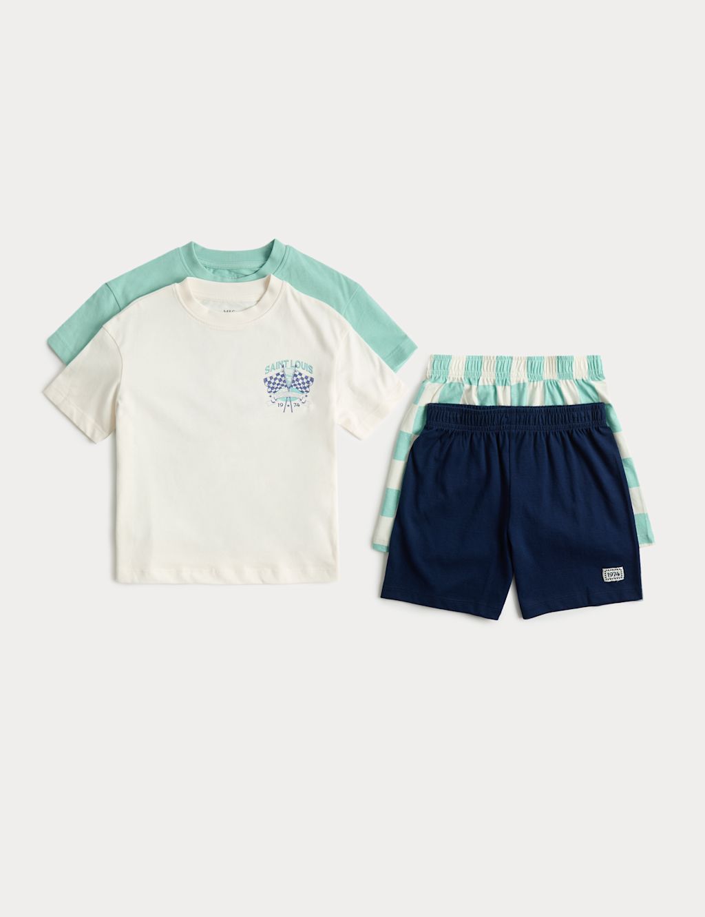 M&S 2 Pack Pure Cotton Racing Graphic Pyjamas (1-16 Yrs) - 14-15 Years - Blue, Blue