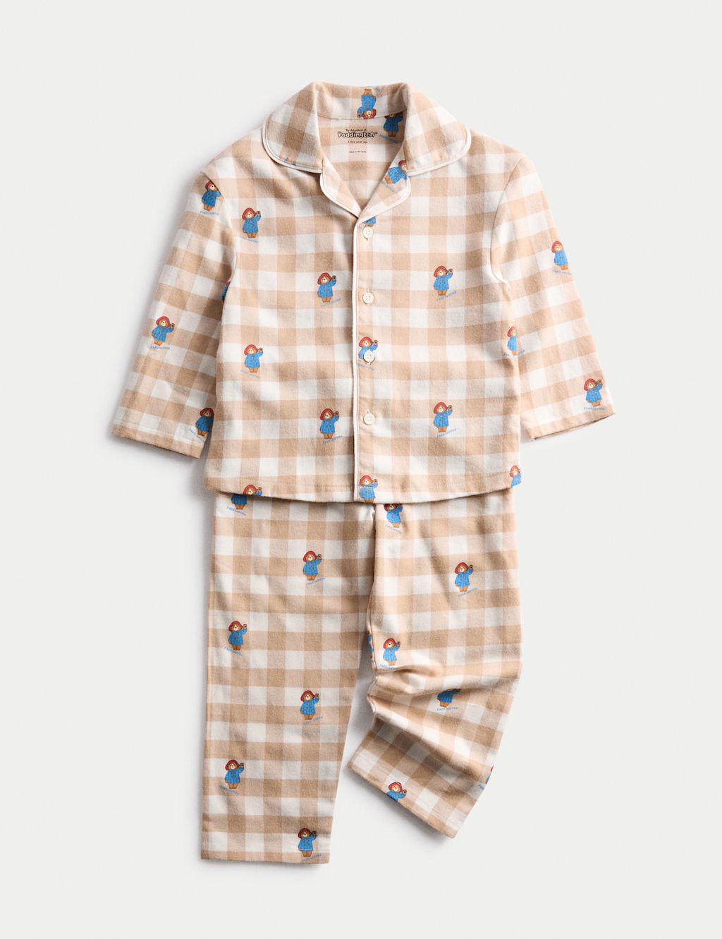M&S Pure Cotton Checked Paddington™ Pyjamas (1-8 Yrs) - 3-4 Y - Beige Mix, Beige Mix