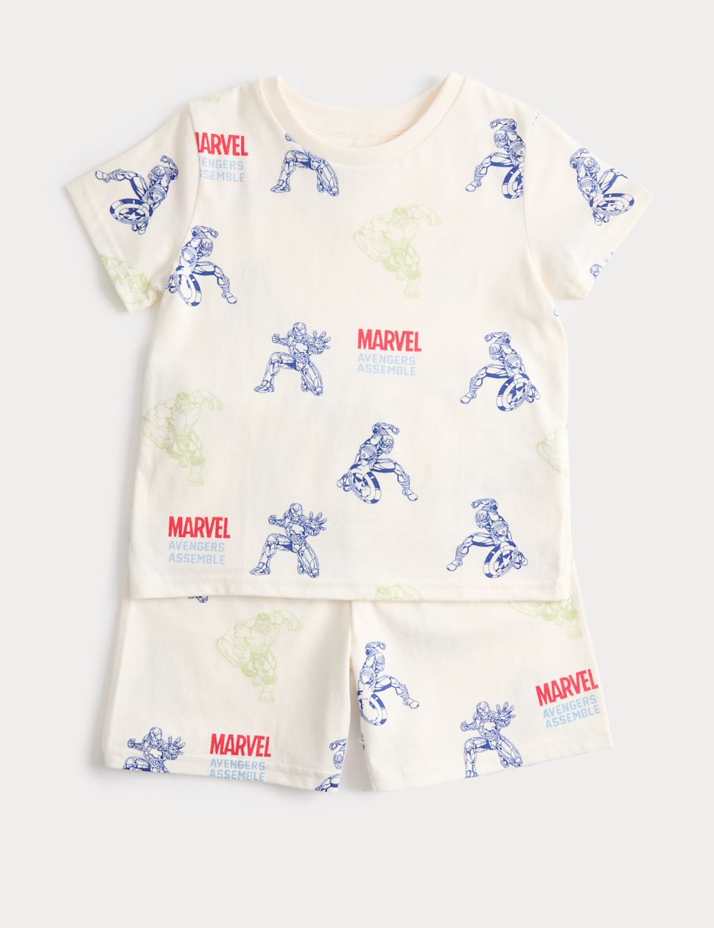 M&S Pure Cotton Marvel&trade; Pyjamas (3-12 Yrs) - 10-11 Years - Ecru Mix, Ecru Mix